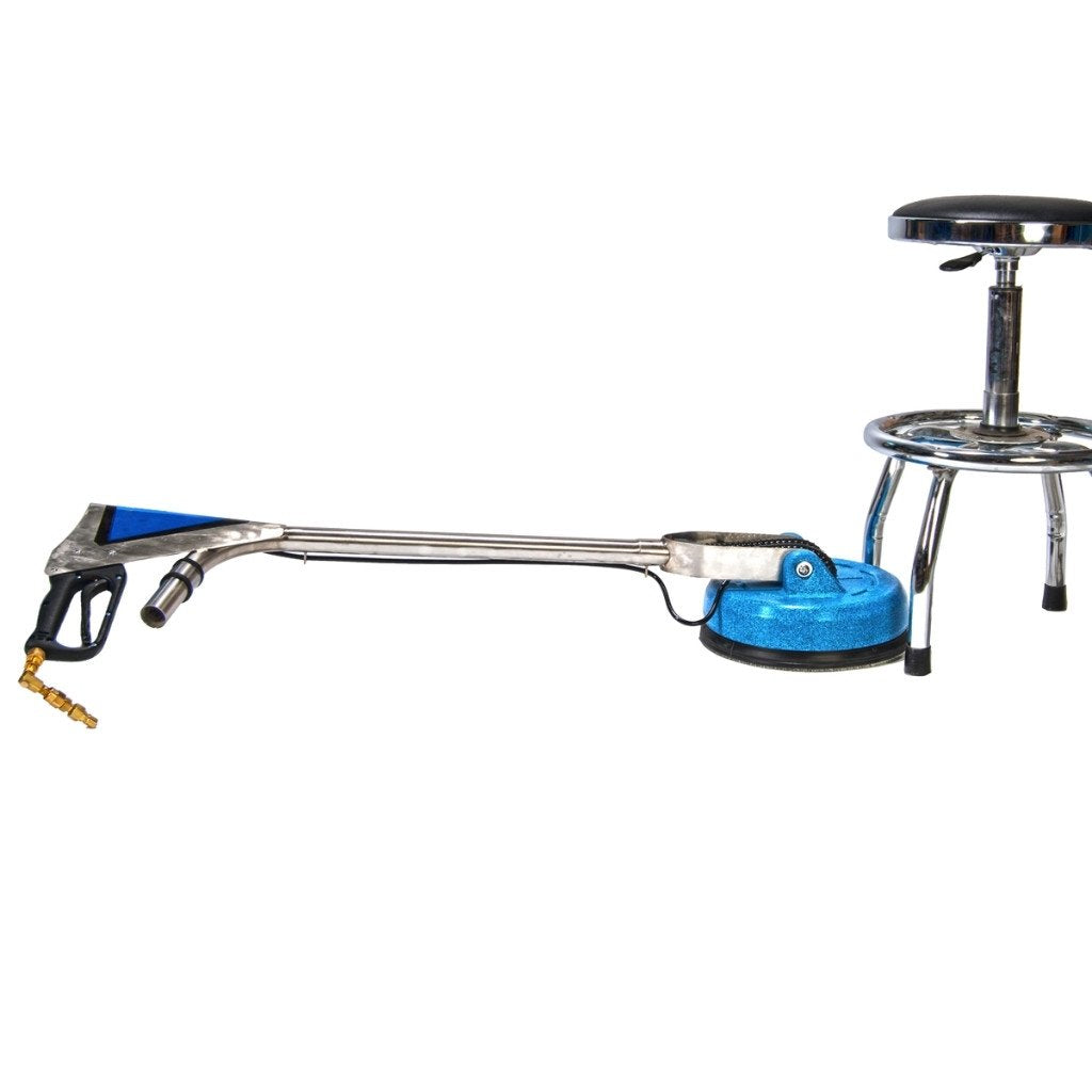 Revolution Tile & Grout Cleaning Tool next to a stool.