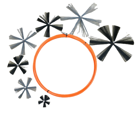 Nikro 20' Orange Jacket Brush Cable System w/7 Brushes