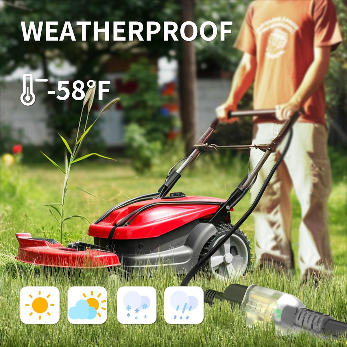 25 Ft 10/3 Black Outdoor Extension Cord, 10 Gauge 3 Prong