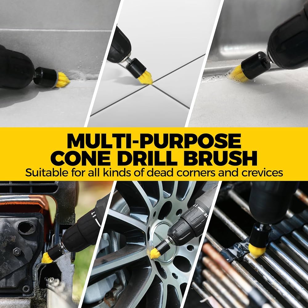 6 pack Drill Brush for Tiles, Carpet and Furniture Cleaning
