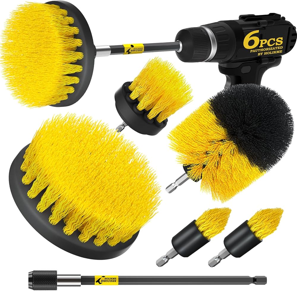 6 pack Drill Brush for Tiles, Carpet and Furniture Cleaning