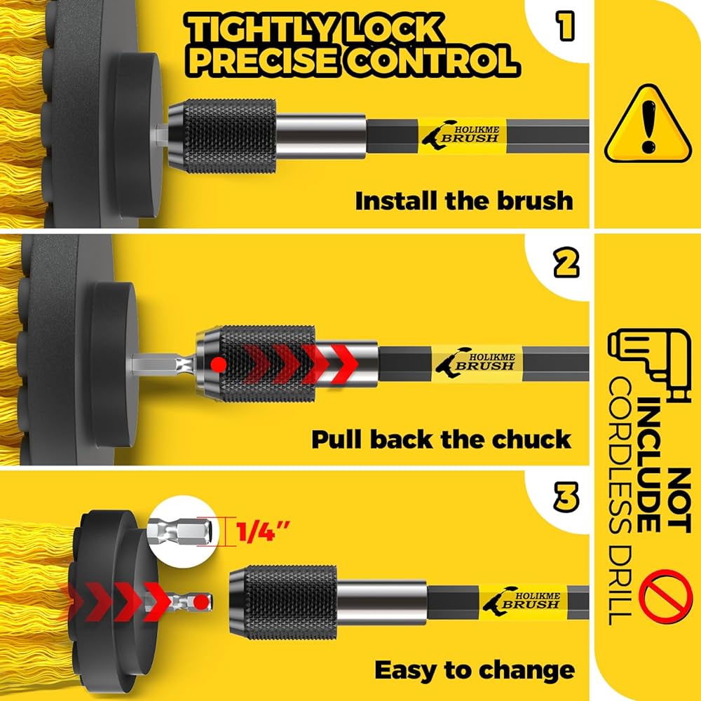 6 pack Drill Brush for Tiles, Carpet and Furniture Cleaning