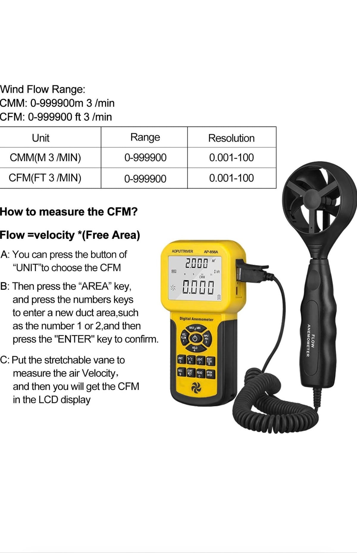 Dryer Vent and HVAC Digital Anemometer