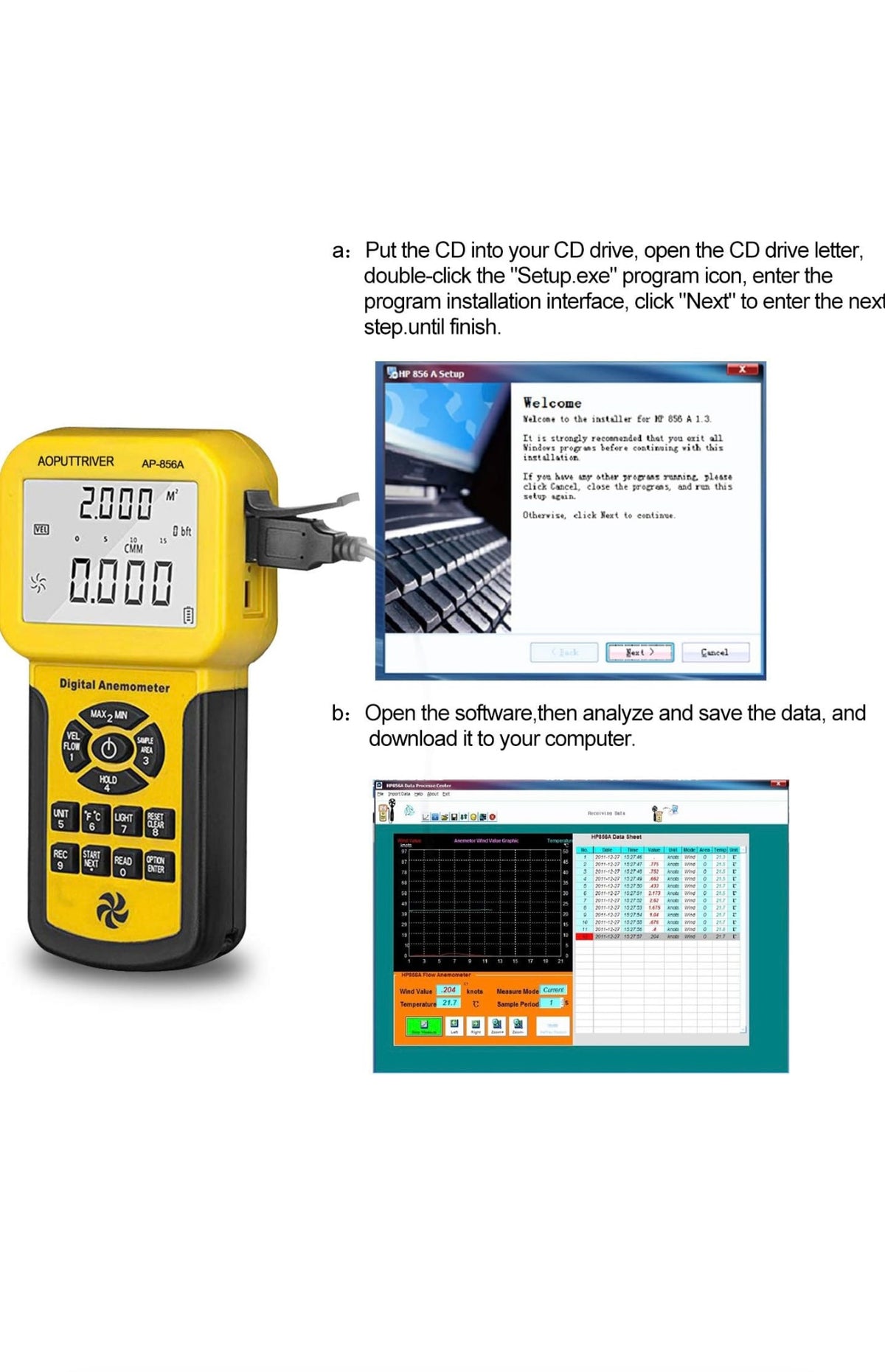 Dryer Vent and HVAC Digital Anemometer