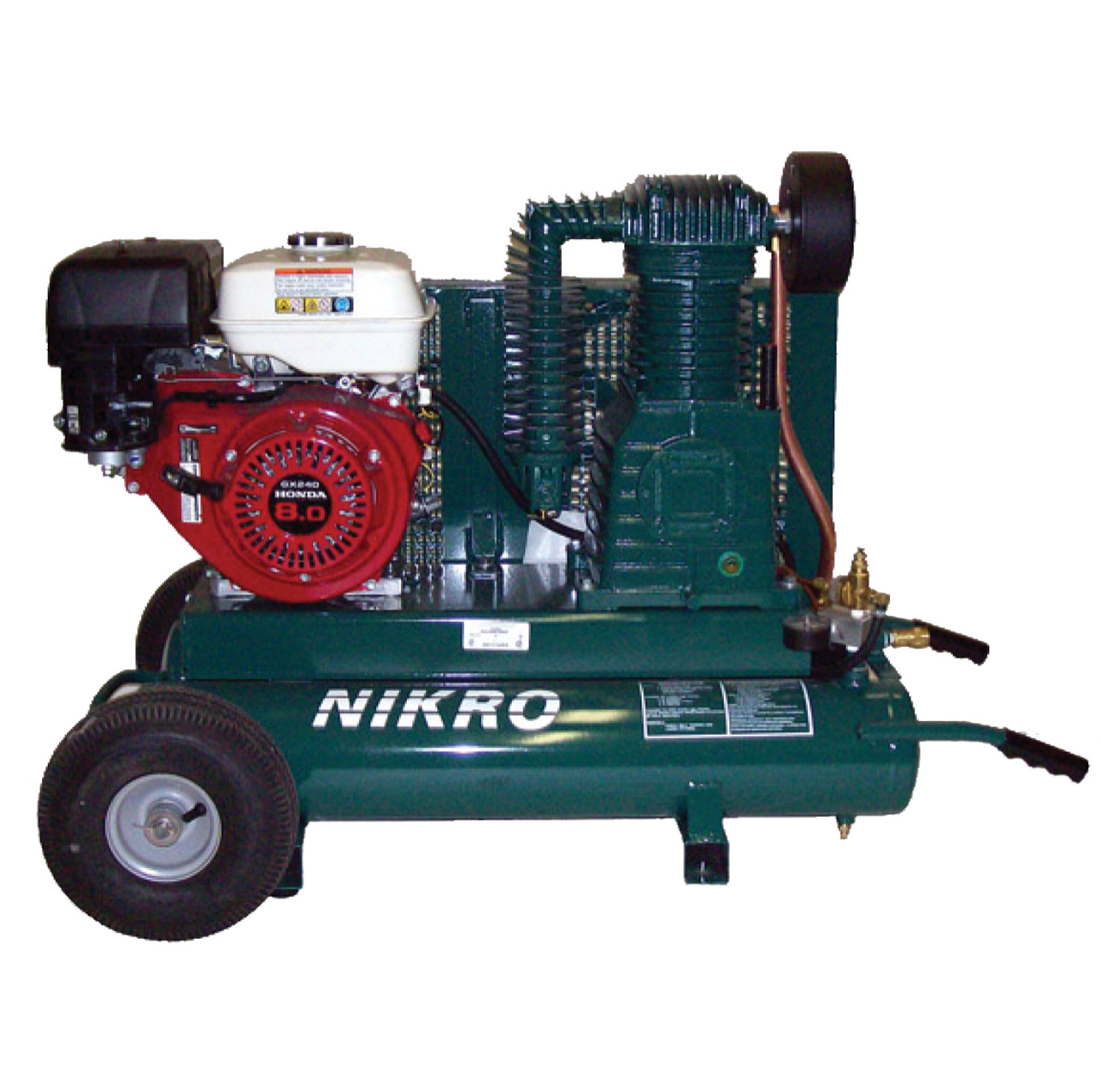 Nikro 9 H.P. Honda 2 Stage, 175 PSI Portable Gasoline Compressor
