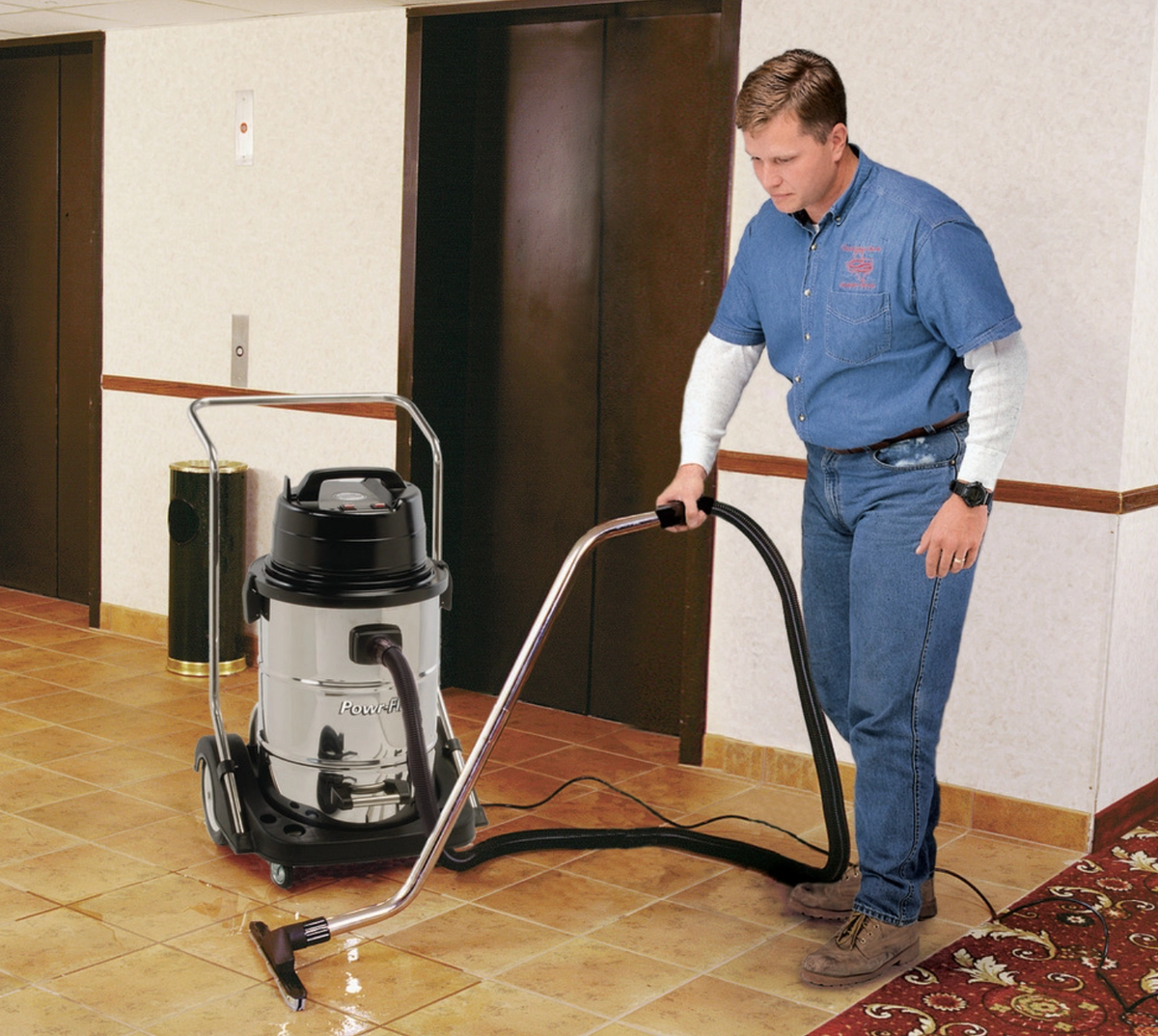 Powr-Flite Commercial Wet/Dry Vacuum 15 Gallon With Stainless Steel Tank and Tool Kit