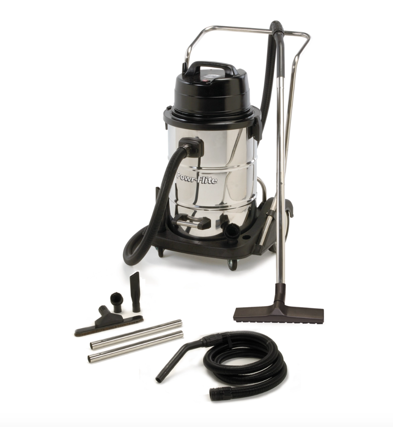 Powr-Flite Commercial Wet Dry Vacuum 20 Gallon with Stainless Steel Tank and Tools