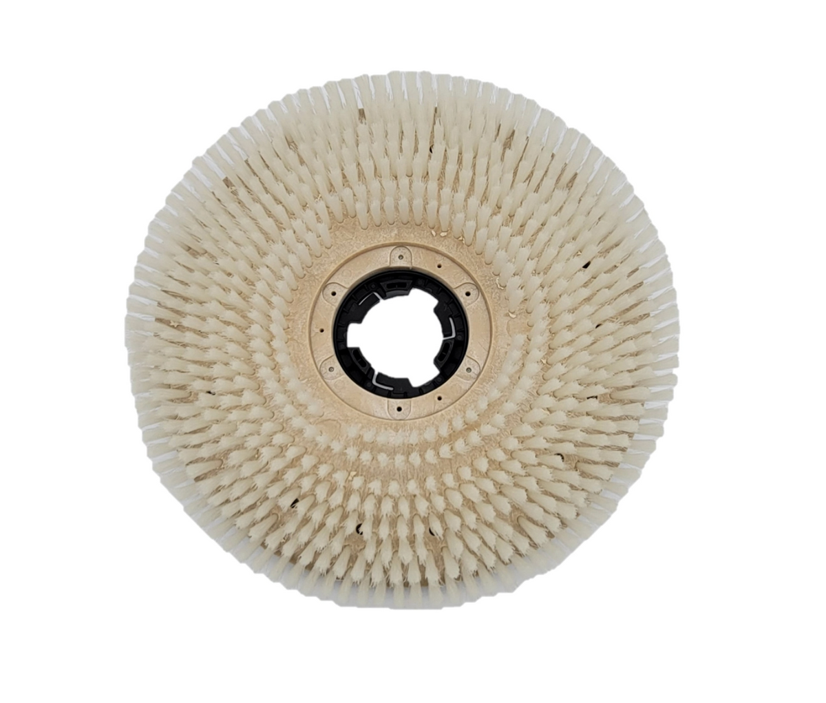 Round brush with bristle pattern on a white background - Powr-Flite 18″ Soft Nylon Scrub Brush for 20″ Machines