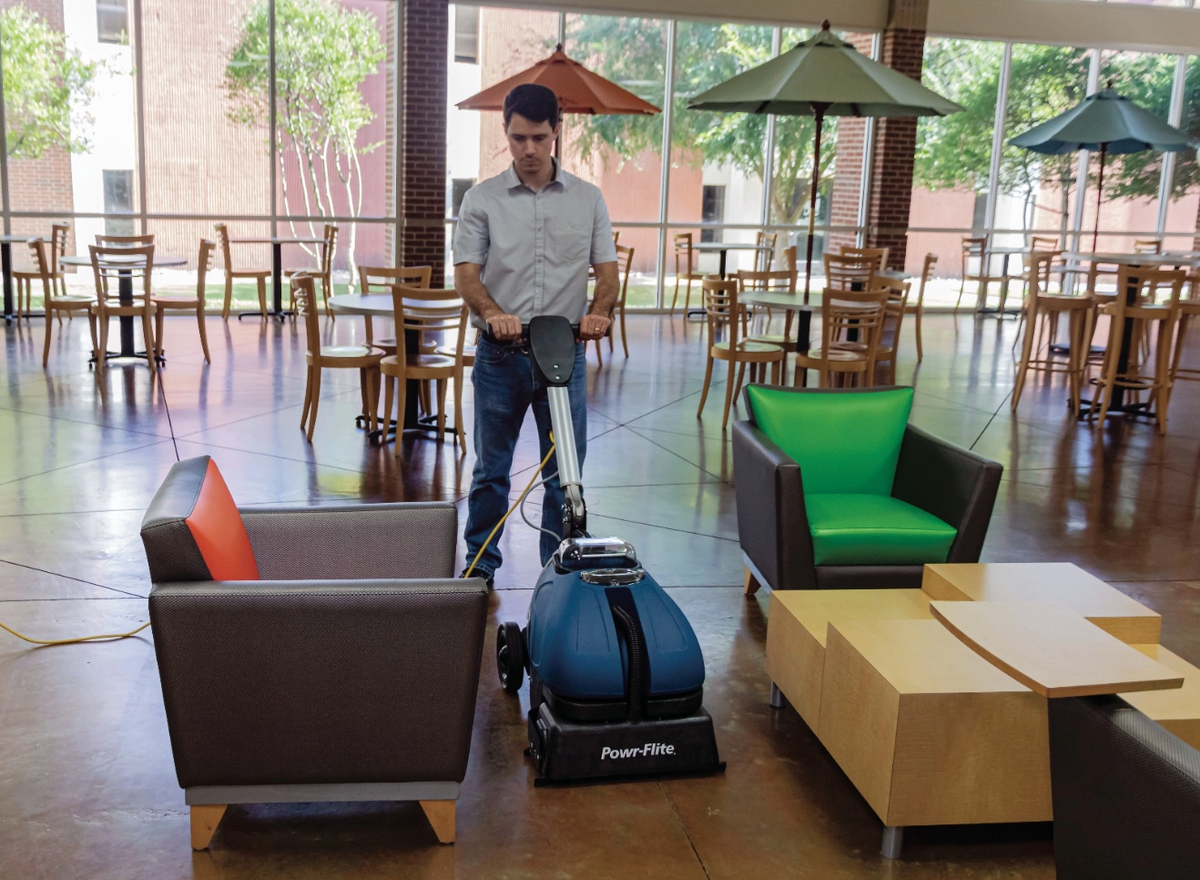 Powr-Flite Powr-Scrub CAS16 16" Corded Walk Behind Cylindrical Floor Scrubber - 4 Gallon