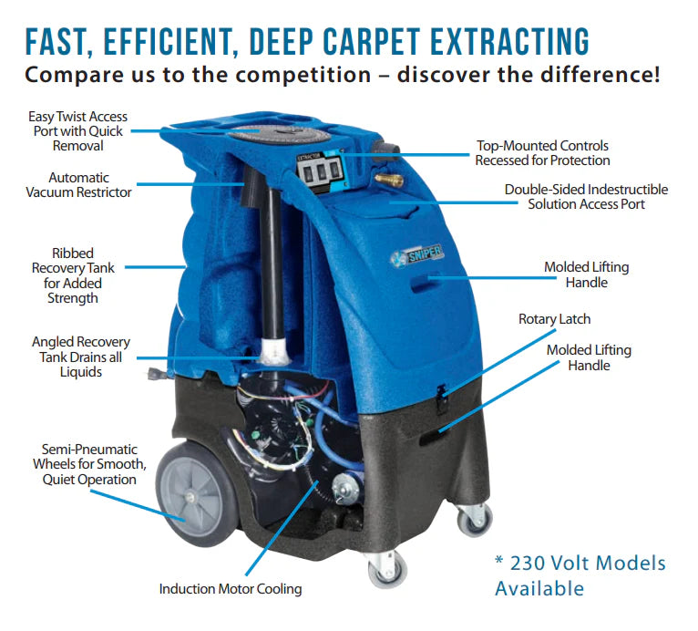 Carpet Extractor Sandia Sniper 12 Gallon Heated 500 PSI Adjustable
