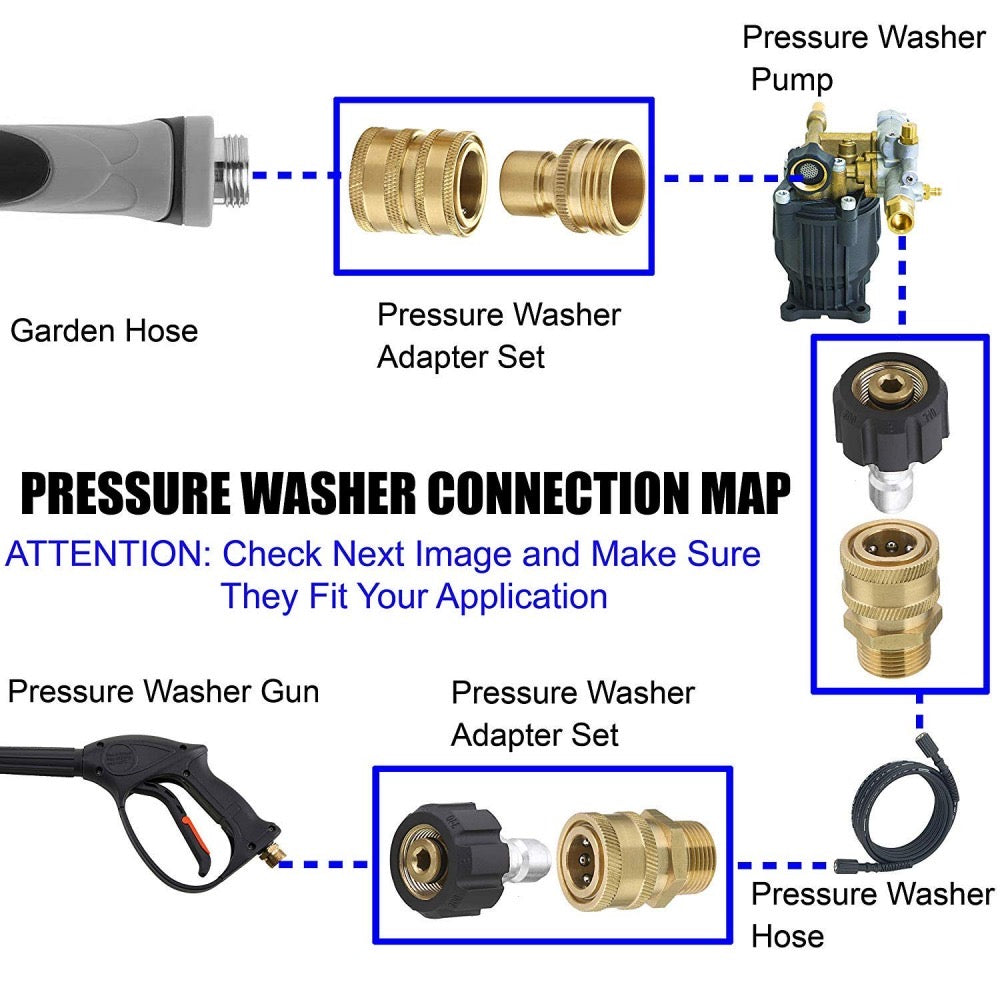 DryMaster Brass Pressure Wash 1/4" Male with Female Thread Quick Connect