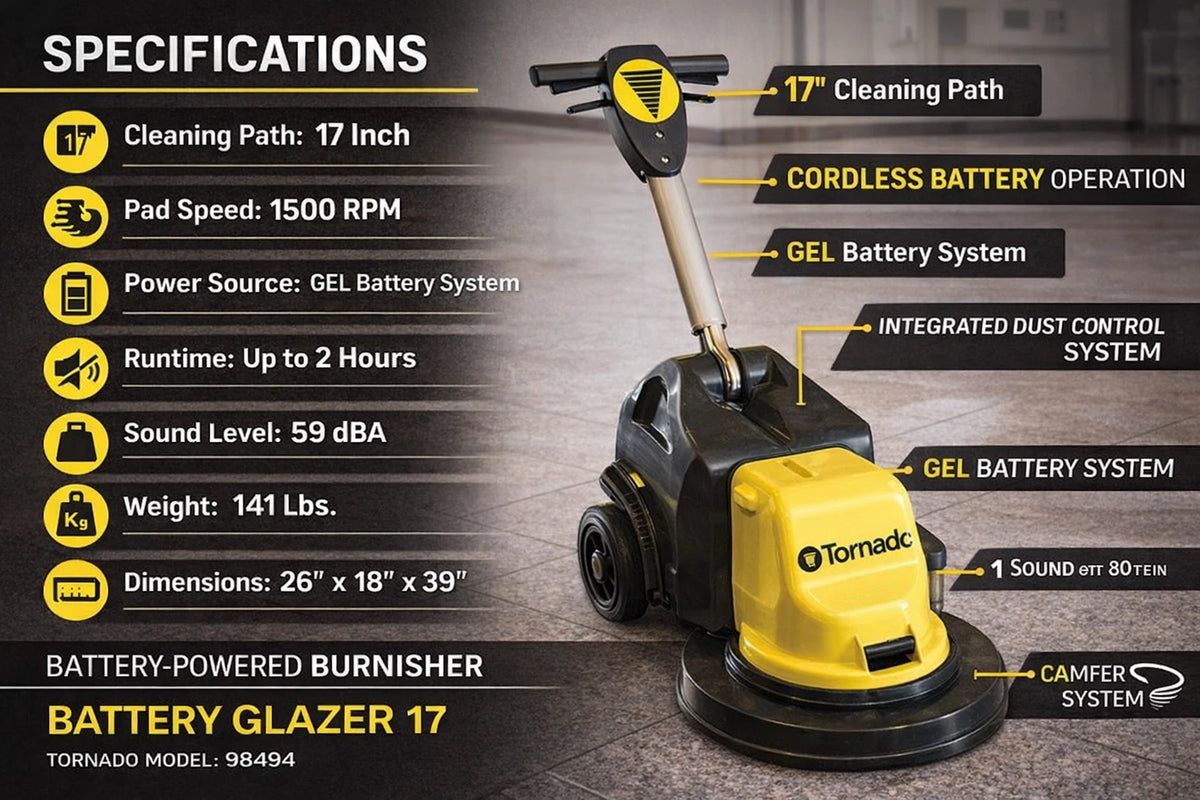 Tornado Battery Glazer 17, 1500 RPM