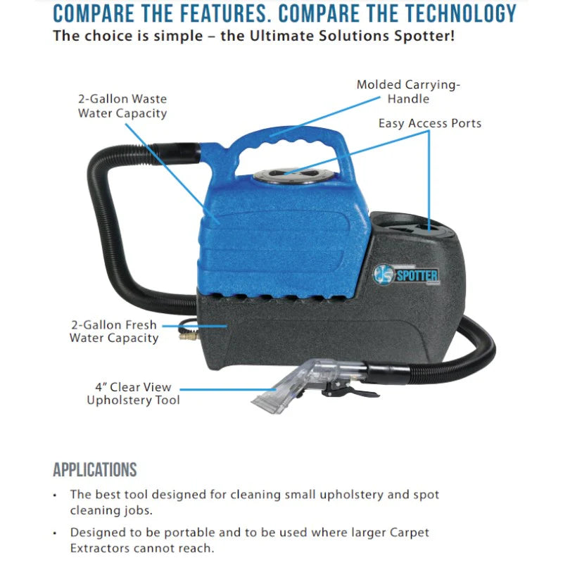 Sandia 2-Gallon Spot Extractor Kit - 55 PSI Pump With Hoses and Clear View Upholstery Tool
