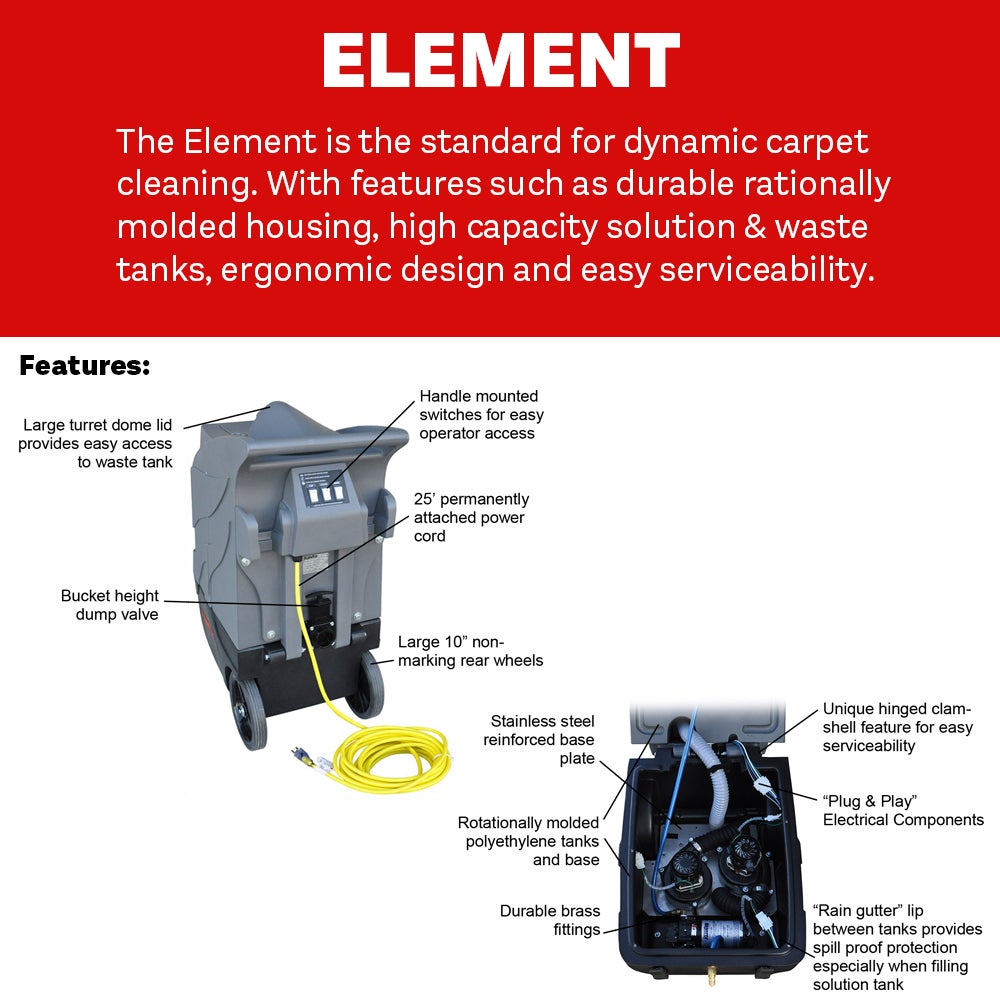 Element Carpet &amp; Upholstery Extractor 200 PSI with Hoses and Wand